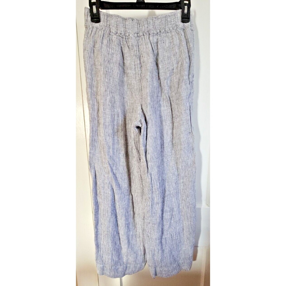 TAHARI women white 100% LINEN rayon Lining wide leg pants Small‎ pullon Small - Picture 2 of 11